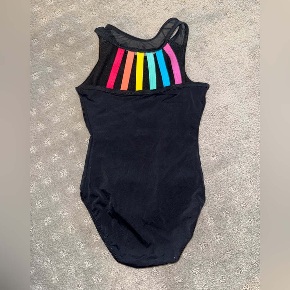 Balera Leotard Black Rainbow Back size IC - dance gymnastics